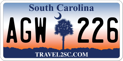 SC license plate AGW226