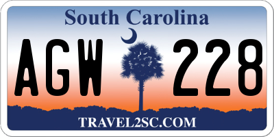 SC license plate AGW228
