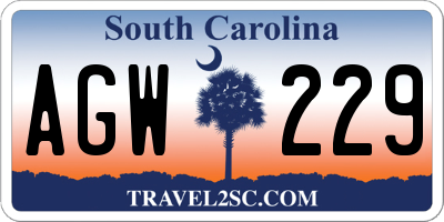 SC license plate AGW229
