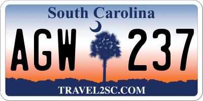 SC license plate AGW237