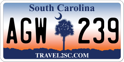 SC license plate AGW239