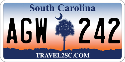 SC license plate AGW242