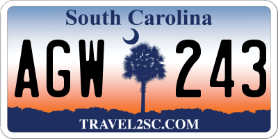 SC license plate AGW243