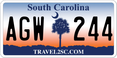 SC license plate AGW244
