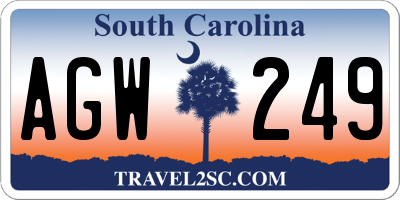 SC license plate AGW249
