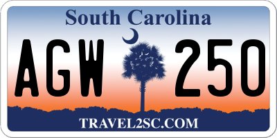 SC license plate AGW250
