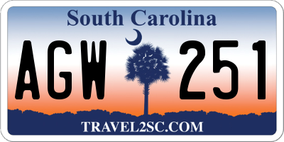 SC license plate AGW251
