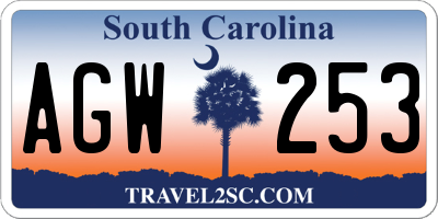 SC license plate AGW253