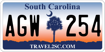 SC license plate AGW254