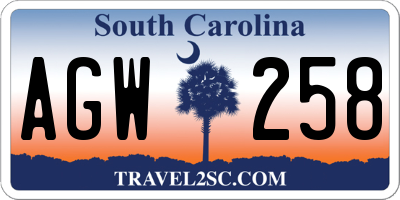 SC license plate AGW258