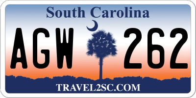 SC license plate AGW262