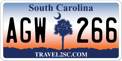 SC license plate AGW266