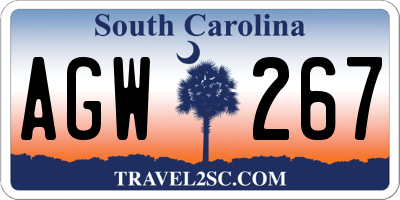 SC license plate AGW267