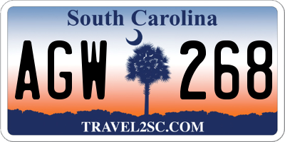 SC license plate AGW268
