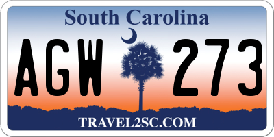 SC license plate AGW273