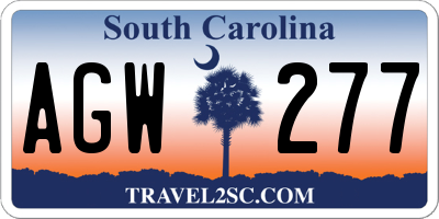 SC license plate AGW277