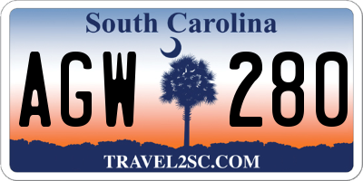 SC license plate AGW280