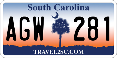SC license plate AGW281