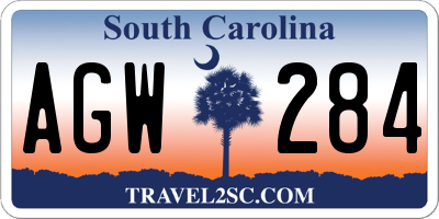 SC license plate AGW284