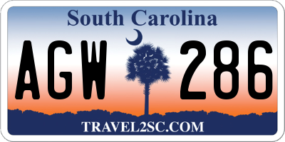 SC license plate AGW286