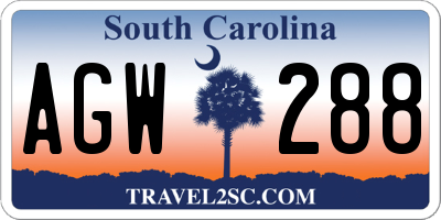 SC license plate AGW288