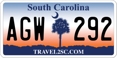 SC license plate AGW292