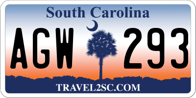 SC license plate AGW293