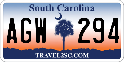 SC license plate AGW294