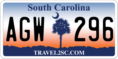SC license plate AGW296