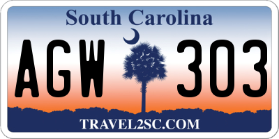 SC license plate AGW303