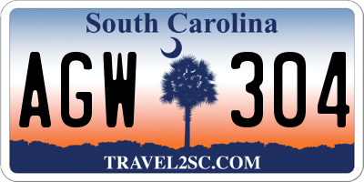 SC license plate AGW304