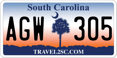 SC license plate AGW305