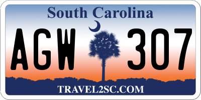 SC license plate AGW307