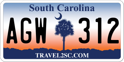 SC license plate AGW312