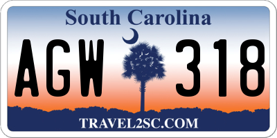 SC license plate AGW318