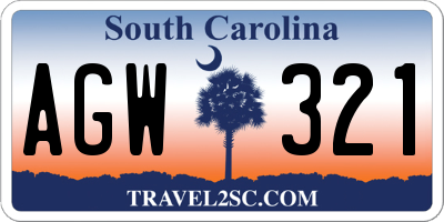 SC license plate AGW321