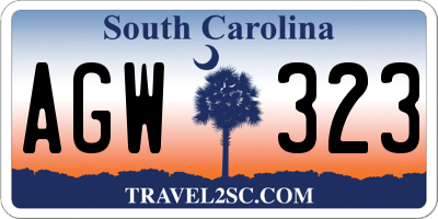 SC license plate AGW323