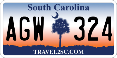 SC license plate AGW324