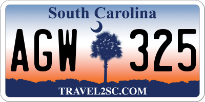 SC license plate AGW325