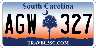 SC license plate AGW327