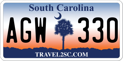 SC license plate AGW330