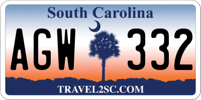SC license plate AGW332