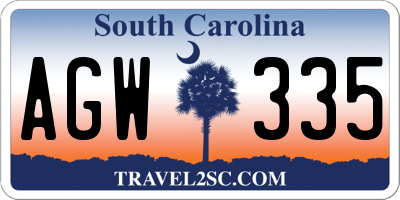 SC license plate AGW335