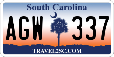 SC license plate AGW337