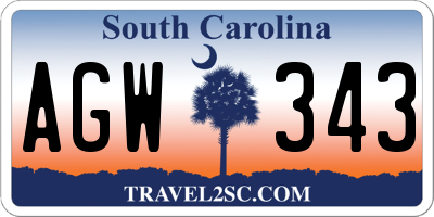 SC license plate AGW343