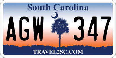 SC license plate AGW347