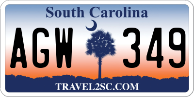 SC license plate AGW349