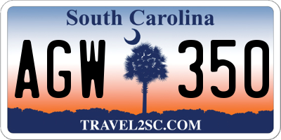 SC license plate AGW350