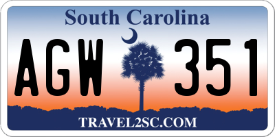 SC license plate AGW351