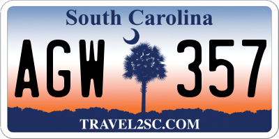 SC license plate AGW357